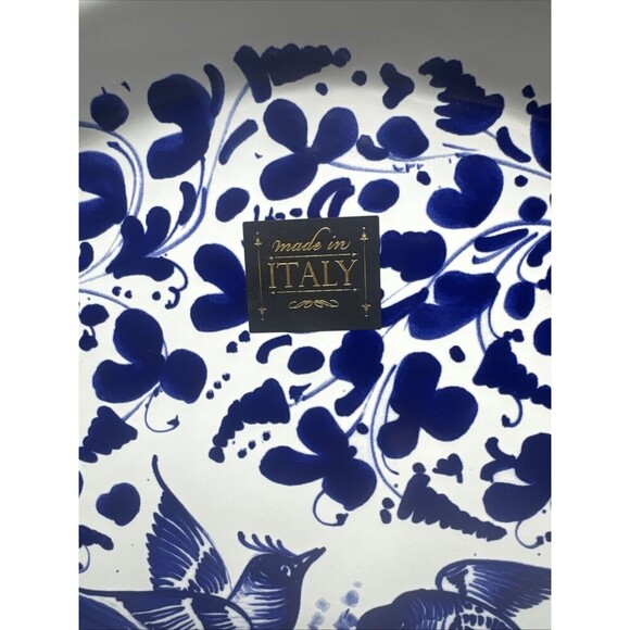Nova Deruta Italian BLUE BIRD 12" Round Handled Cake Plate/ Serving Platter NEW - Picture 2 of 9